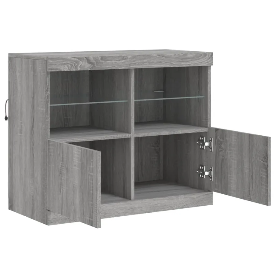 Buffet avec lumières LED sonoma gris 81x37x67 cm - 7