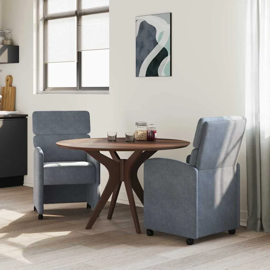 Chaises de Salle à Manger avec Roues 2 pcs Gris foncé Velours - 3