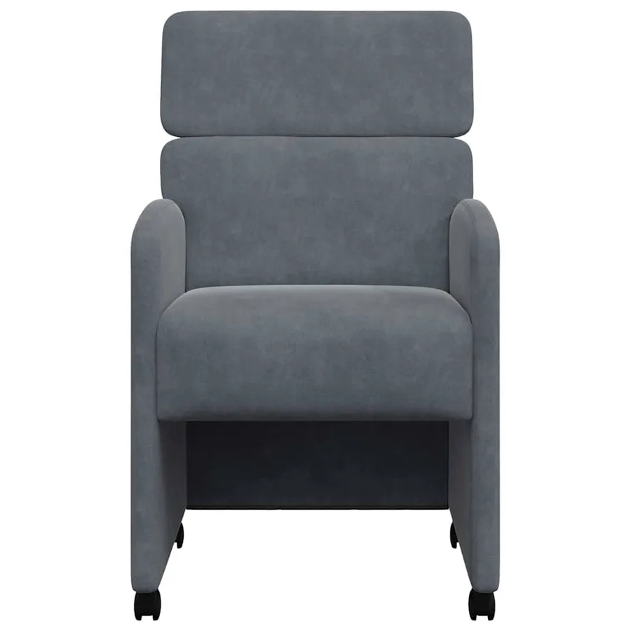Chaises de Salle à Manger avec Roues 2 pcs Gris foncé Velours - 4