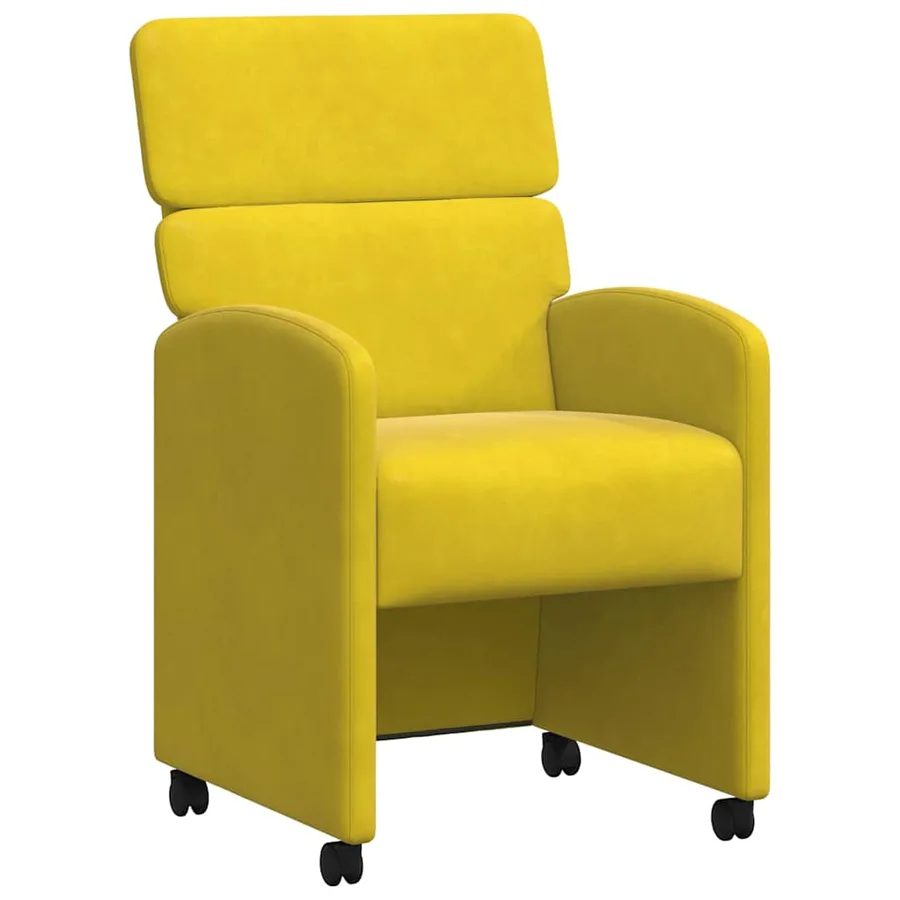 Chaises de Salle à Manger avec Roues 2 pcs Jaune Velours - 2