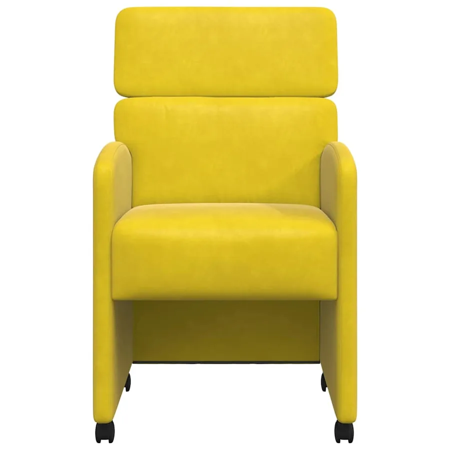 Chaises de Salle à Manger avec Roues 2 pcs Jaune Velours - 4