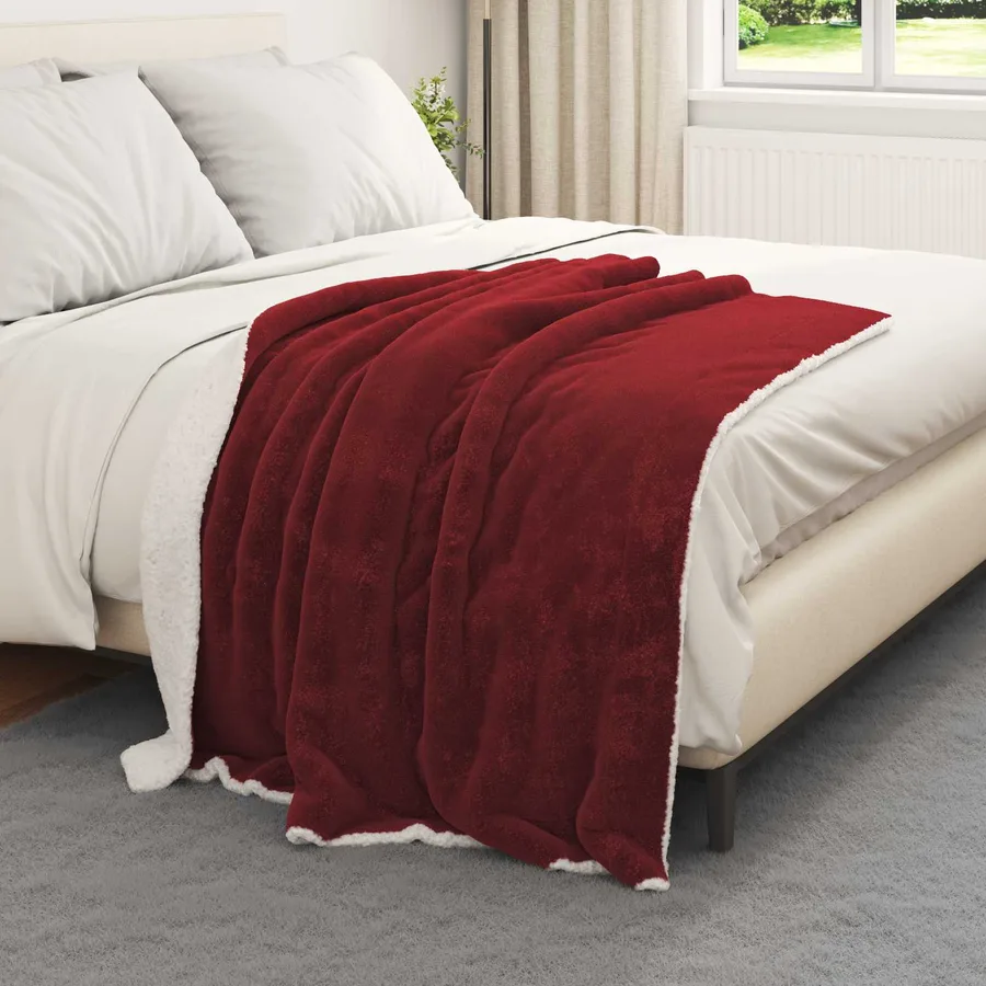 Jeté Rouge Bordeaux 130 x 150 cm Toison - 3
