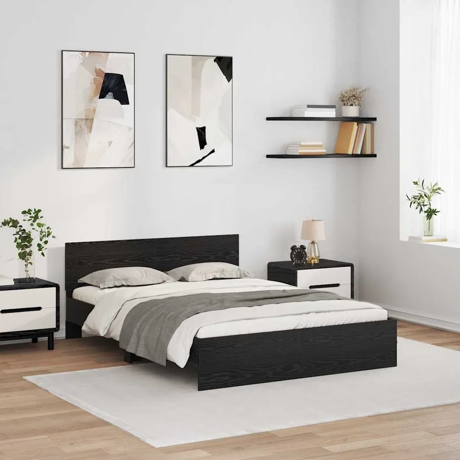Cadre de lit Chêne noir 120 x 190 cm Bois d'ingénierie
