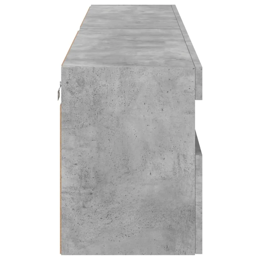 Meubles TV muraux et lumières LED 2pcs gris béton 80x30x40 cm - 10