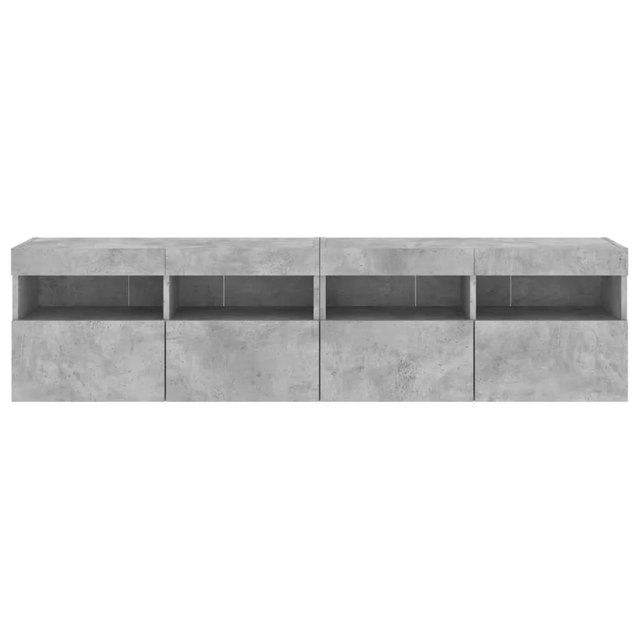 Meubles TV muraux et lumières LED 2pcs gris béton 80x30x40 cm - 9