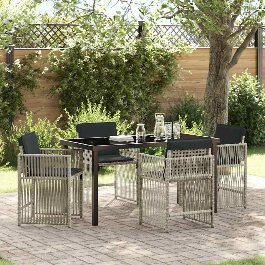 Ensemble de salle à manger pour jardin 5 pcs Gris clair