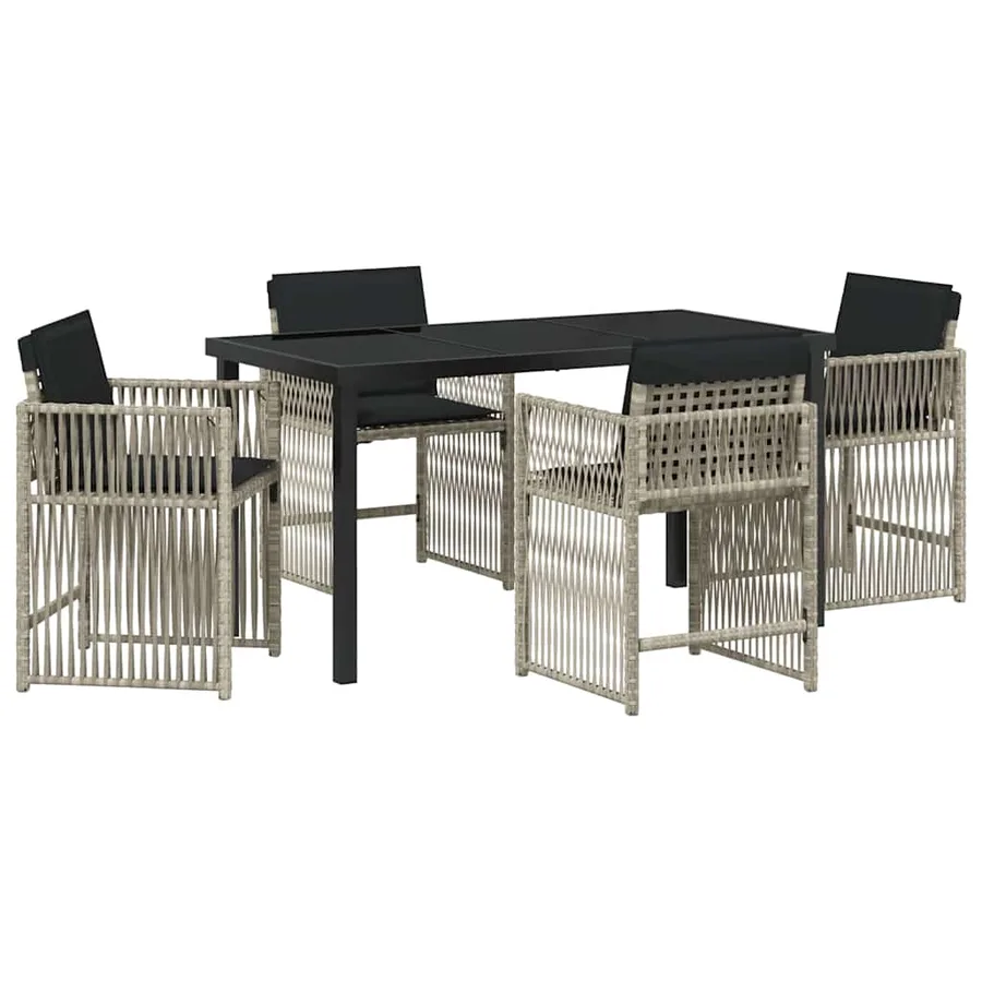 Ensemble de salle à manger pour jardin 5 pcs Gris clair - 2