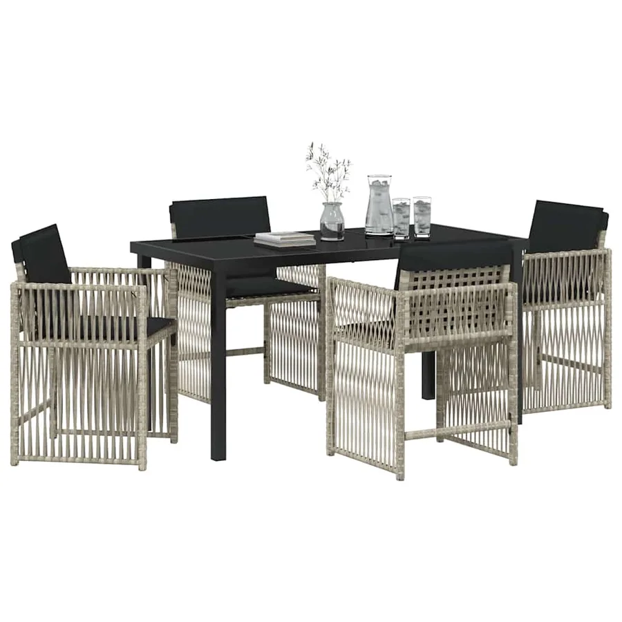 Ensemble de salle à manger pour jardin 5 pcs Gris clair - 3