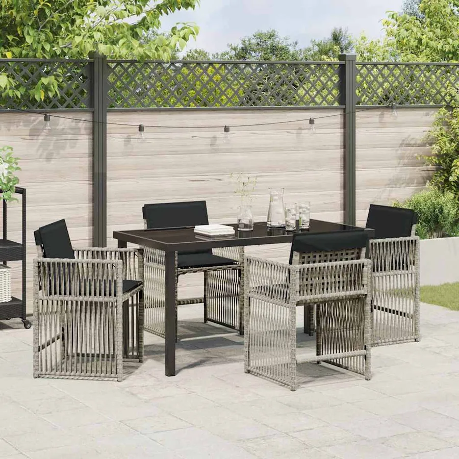 Ensemble de salle à manger pour jardin 5 pcs Gris clair - 4
