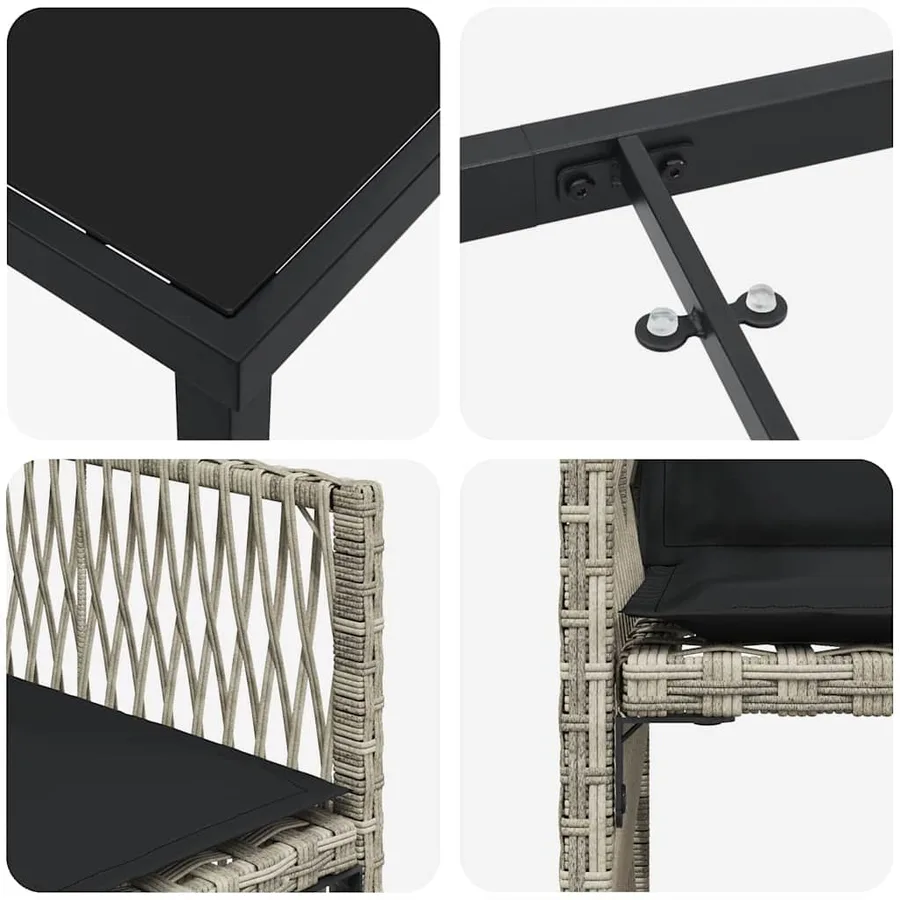 Ensemble de salle à manger pour jardin 5 pcs Gris clair - 9