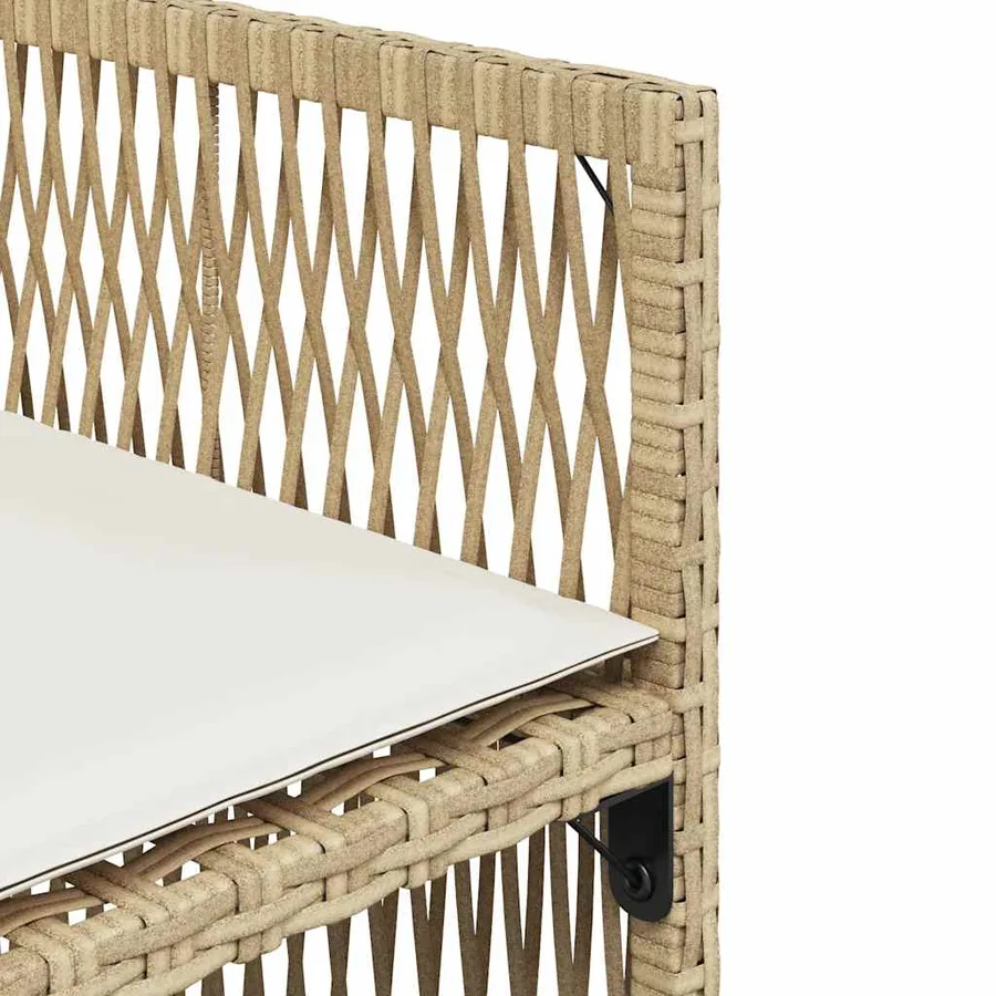 Chaises de jardin avec coussins lot de 4 beige résine tressée - 10