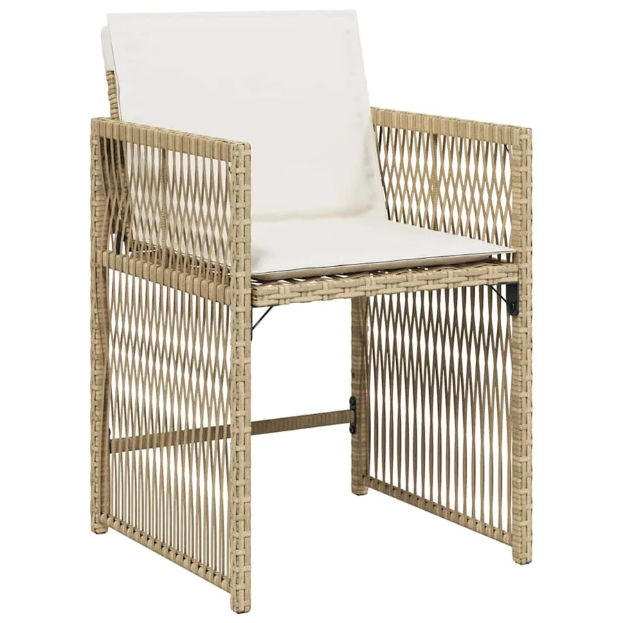 Chaises de jardin avec coussins lot de 4 beige résine tressée - 4