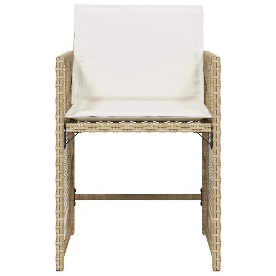 Chaises de jardin avec coussins lot de 4 beige résine tressée - 5
