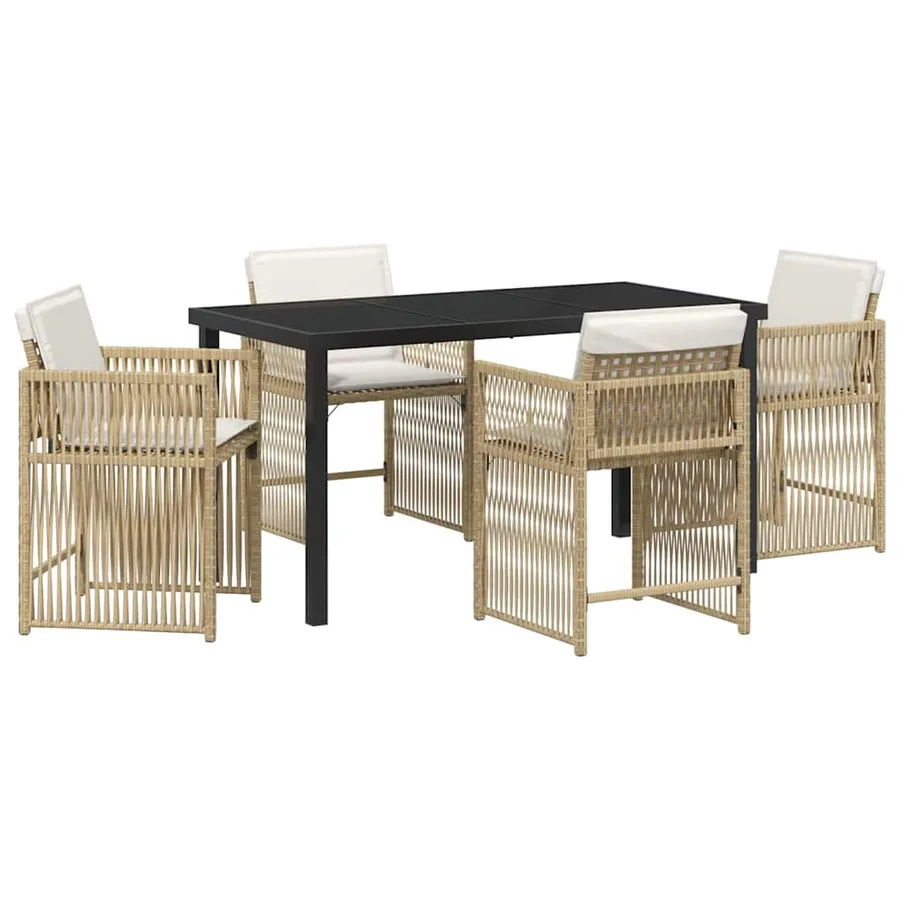 Ensemble de salle à manger pour jardin 5 pcs Beige polyrotin - 2