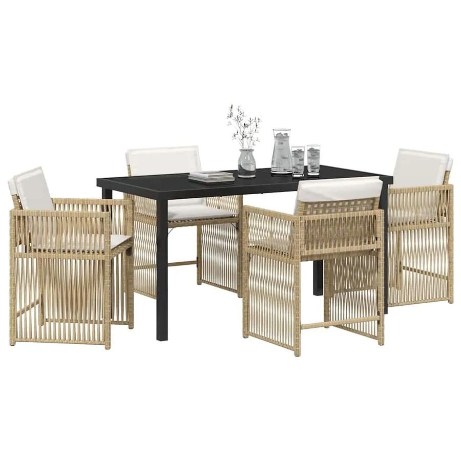 Ensemble de salle à manger pour jardin 5 pcs Beige polyrotin - 3