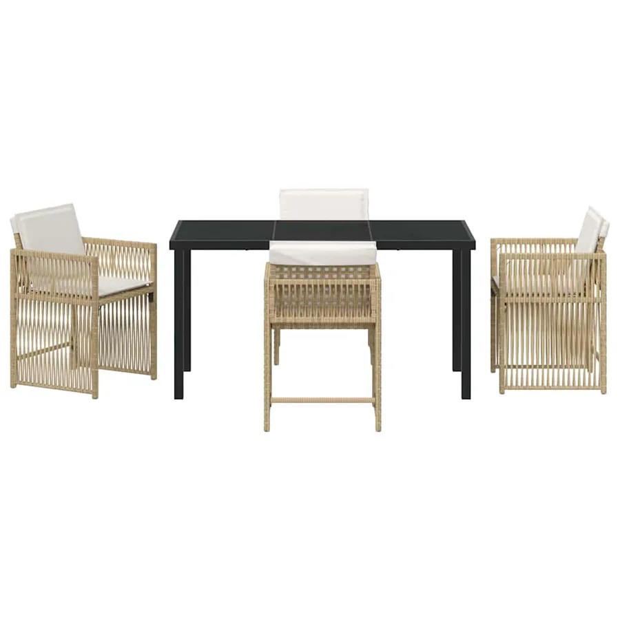 Ensemble de salle à manger pour jardin 5 pcs Beige polyrotin - 7