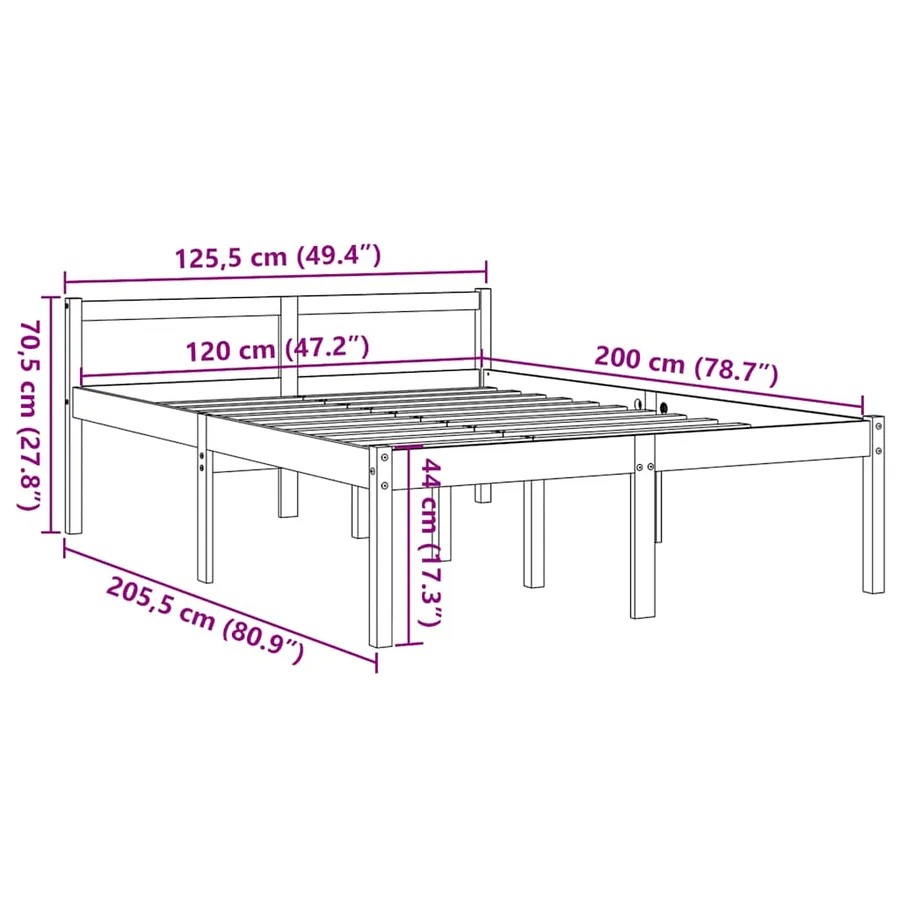 Lit pour personne âgée sans matelas 120x200 cm bois pin massif - 9