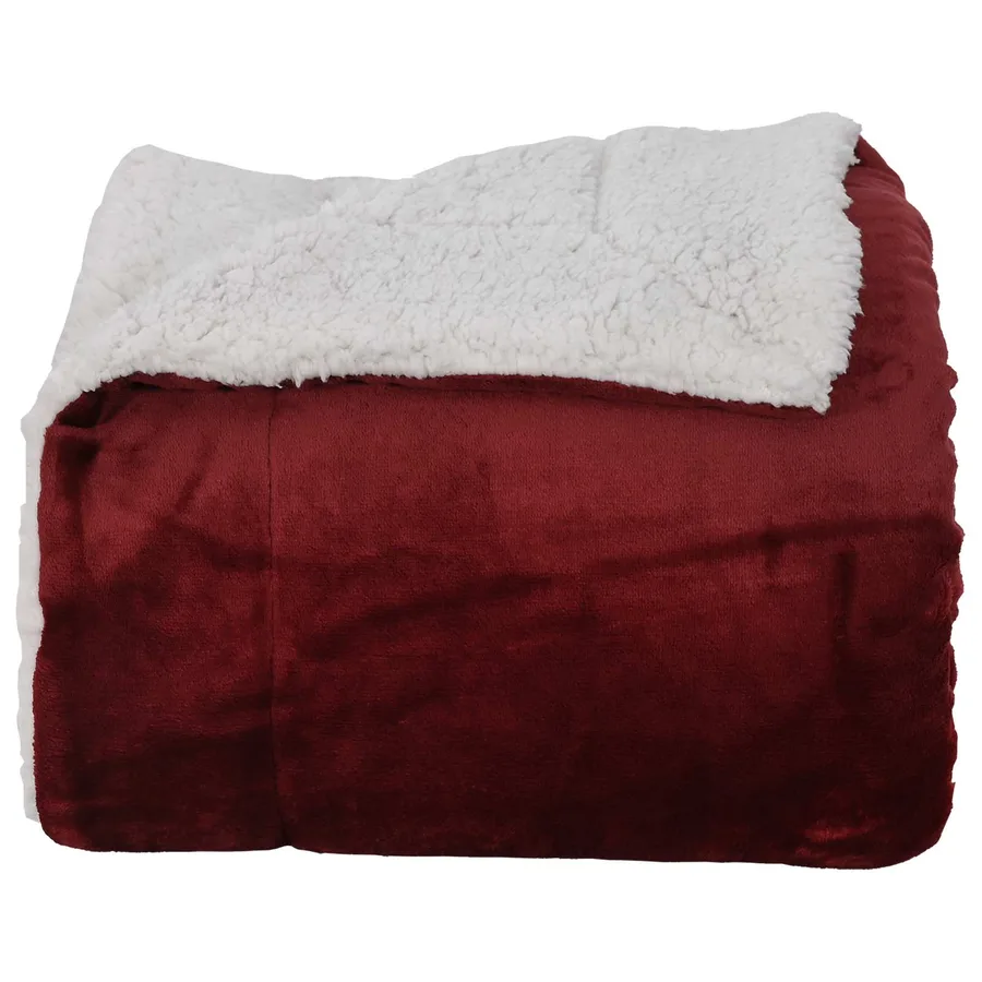 Jeté Rouge Bordeaux 220 x 240 cm Toison - 4