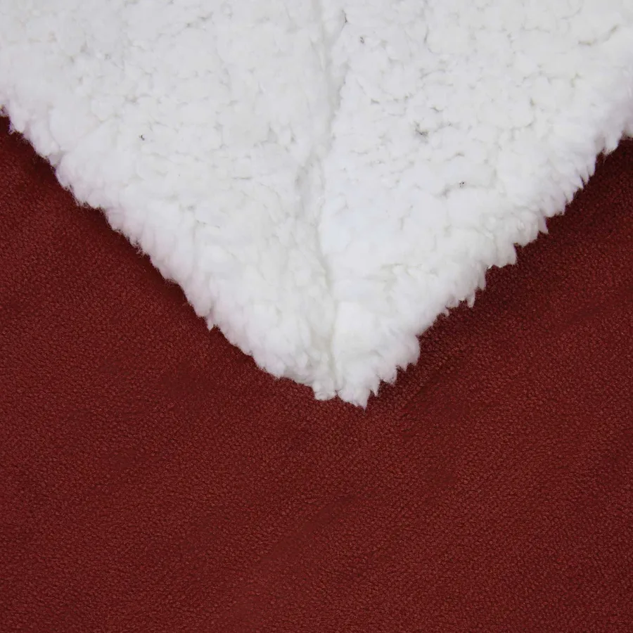 Jeté Rouge Bordeaux 220 x 240 cm Toison - 5