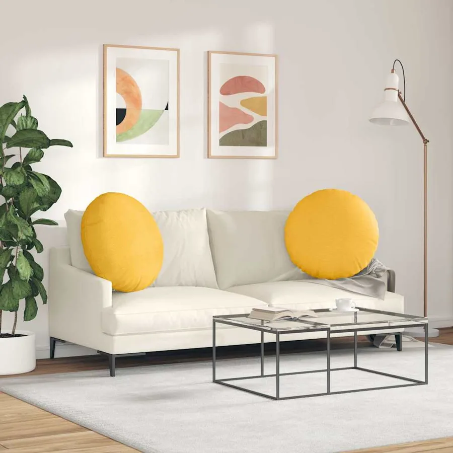 Coussins de siège 2 pcs Jaune clair Ø60 x 21 cm - 4