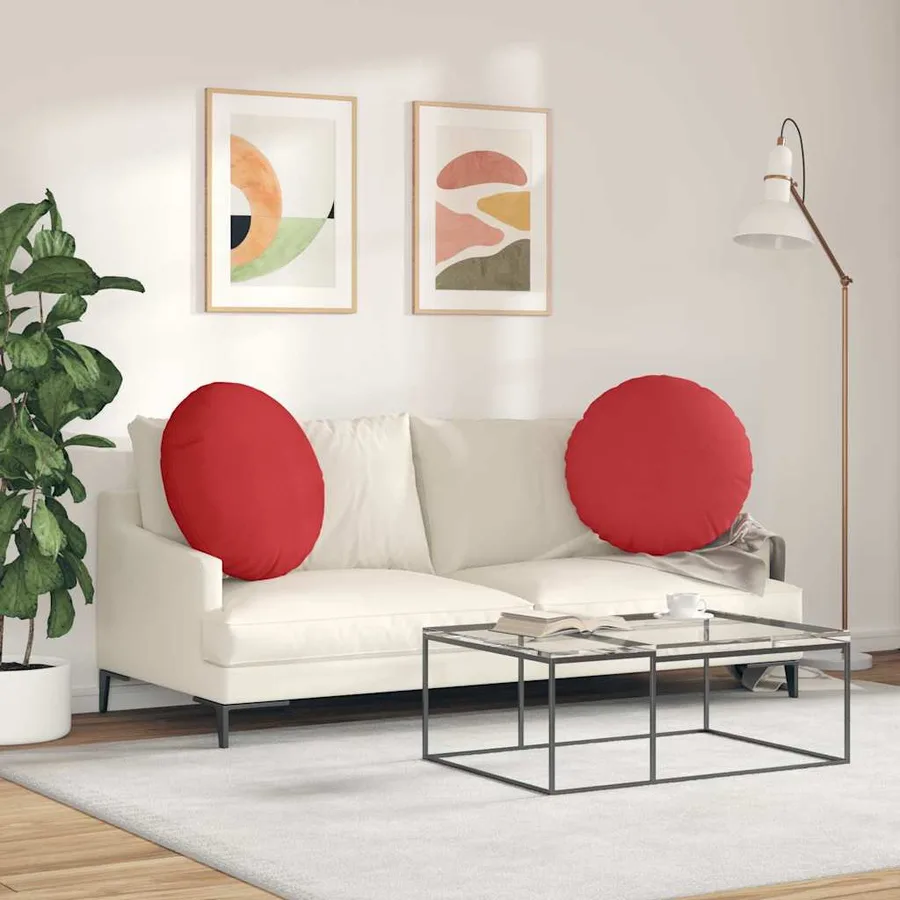 Coussins de siège 2 pcs Rouge Ø80 x 29 cm tissu - 4