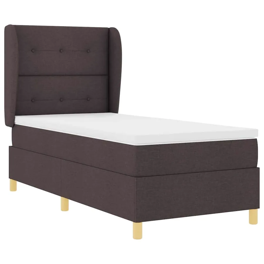 Lit à ressorts avec tête de lit Marron foncé 190 x 90 cm tissu - 5