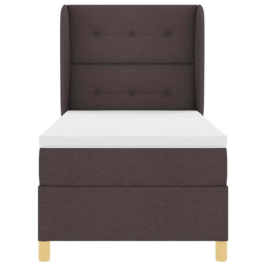 Lit à ressorts avec tête de lit Marron foncé 190 x 90 cm tissu - 7