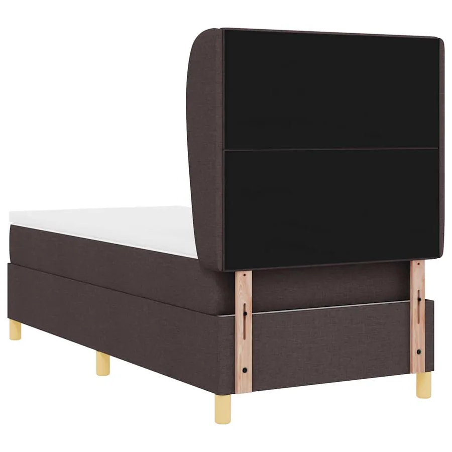 Lit à ressorts avec tête de lit Marron foncé 190 x 90 cm tissu - 9
