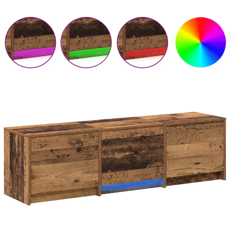 Meuble TV avec LED avec bandes LED Bois ancien 140 x 34 x 40 cm - 4