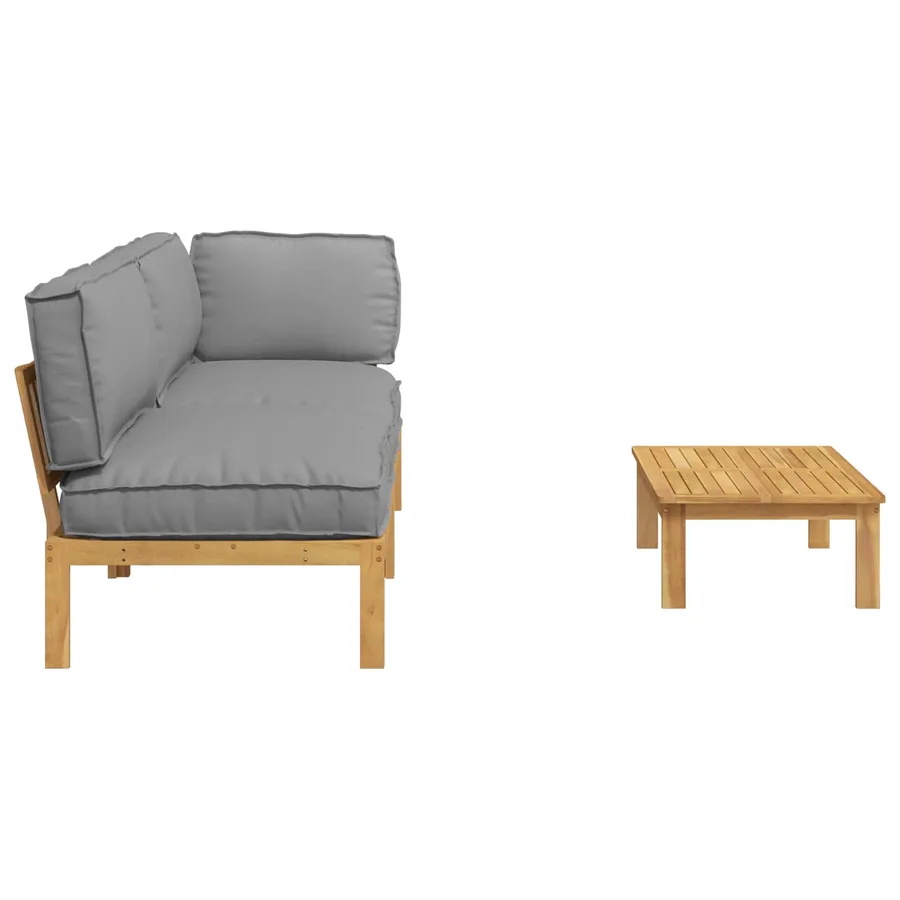 Ensemble de Canapés Uni 3 pcs Gris Bois d'Acacia Massif - 11