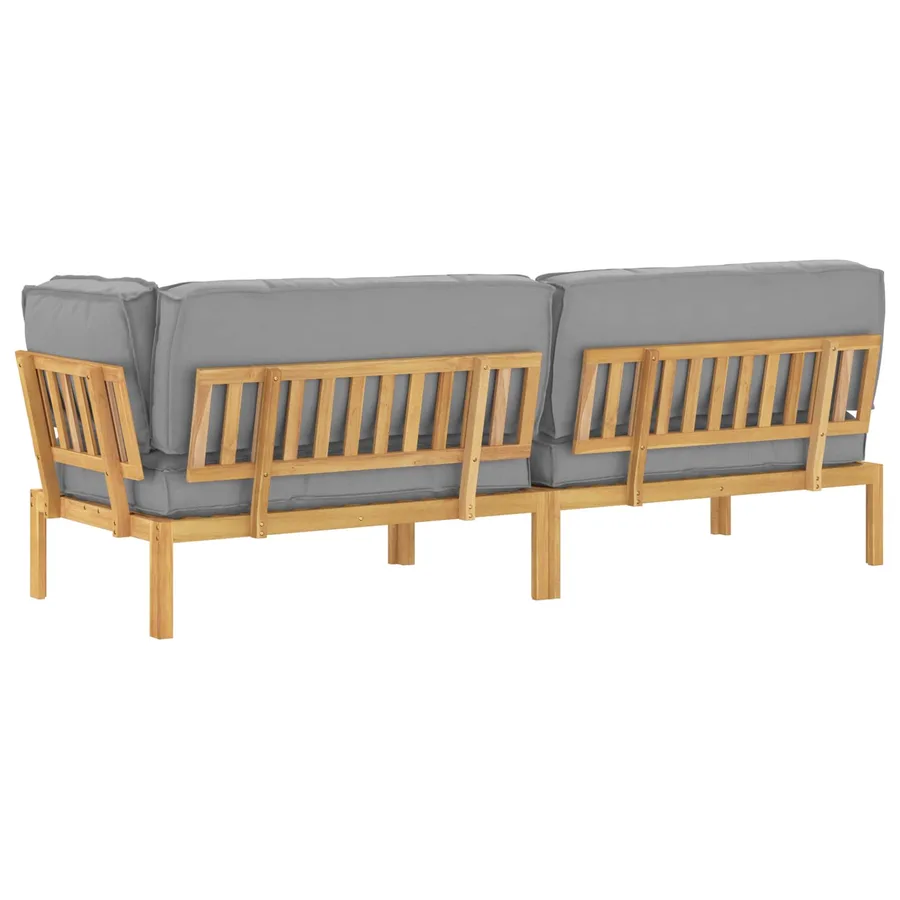 Ensemble de Canapés Uni 3 pcs Gris Bois d'Acacia Massif - 12