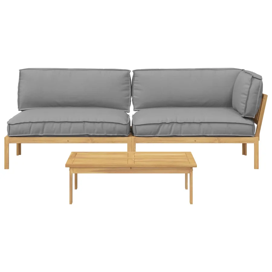 Ensemble de Canapés Uni 3 pcs Gris Bois d'Acacia Massif - 8