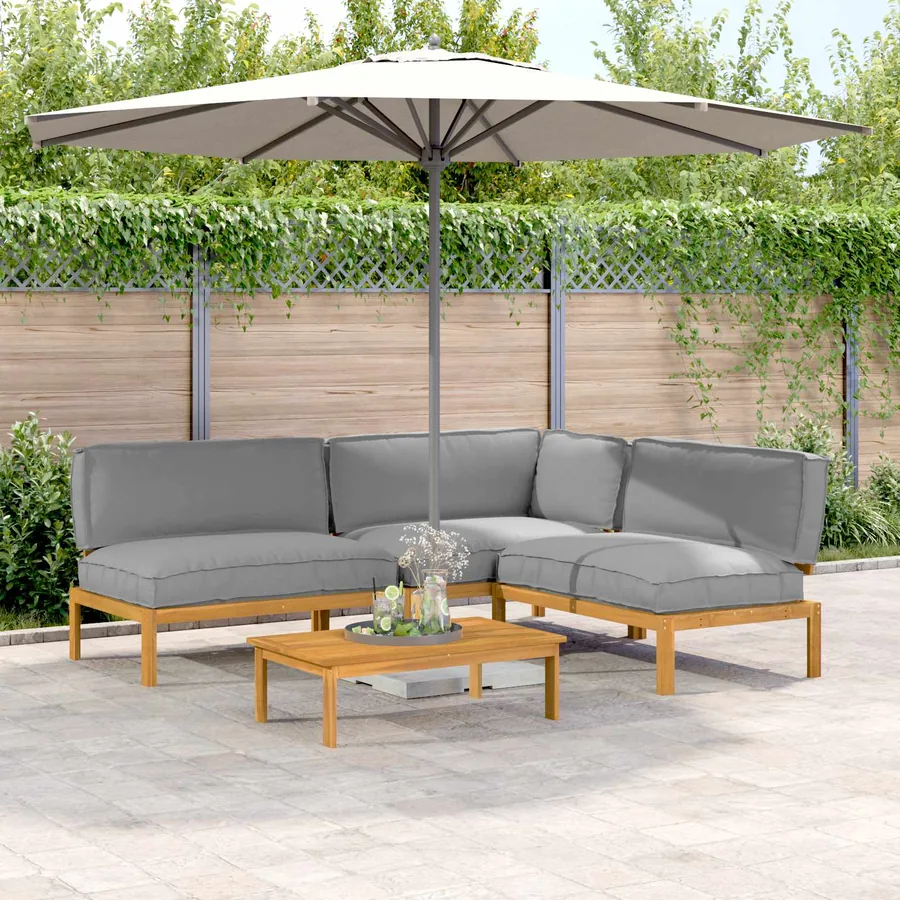 Ensemble de Canapés Uni 4 pcs Gris Bois d'Acacia Massif