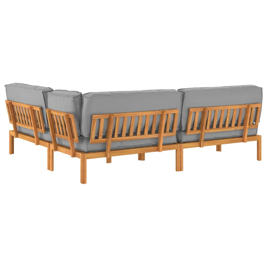 Ensemble de Canapés Uni 4 pcs Gris Bois d'Acacia Massif - 12