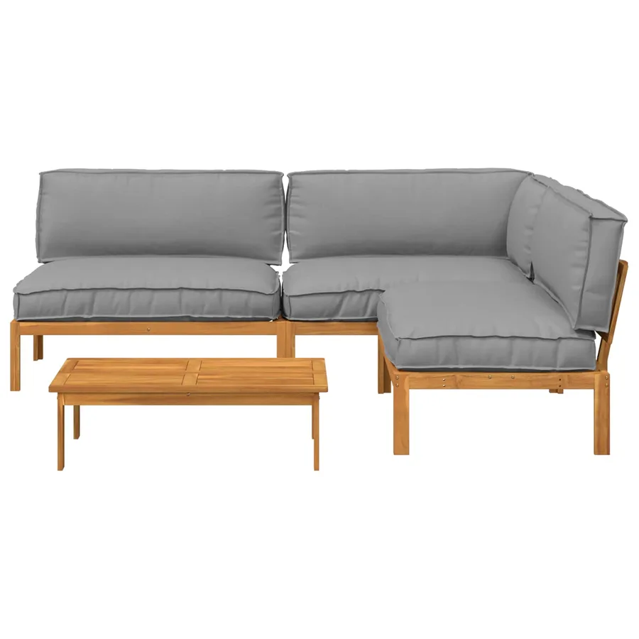 Ensemble de Canapés Uni 4 pcs Gris Bois d'Acacia Massif - 8