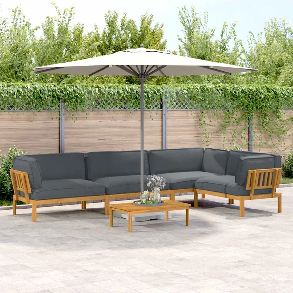 Ensemble de Canapés Uni 5 pcs Anthracite Bois d'Acacia Massif