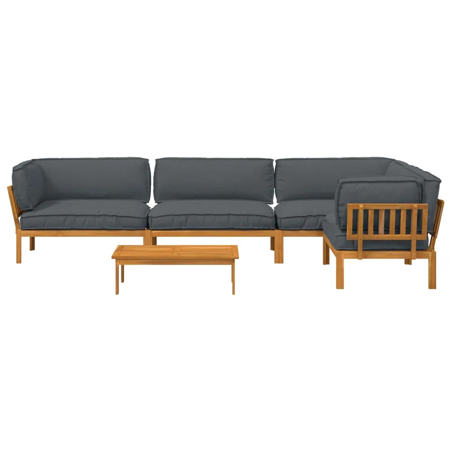 Ensemble de Canapés Uni 5 pcs Anthracite Bois d'Acacia Massif - 10
