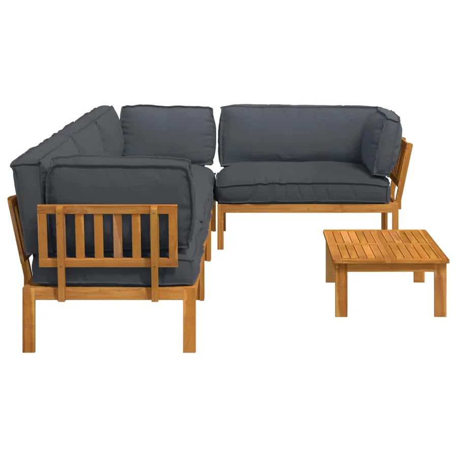 Ensemble de Canapés Uni 5 pcs Anthracite Bois d'Acacia Massif - 11