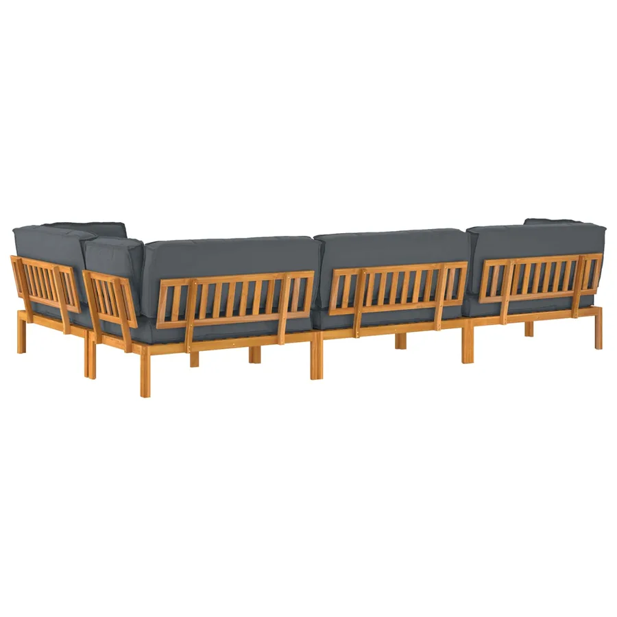 Ensemble de Canapés Uni 5 pcs Anthracite Bois d'Acacia Massif - 12