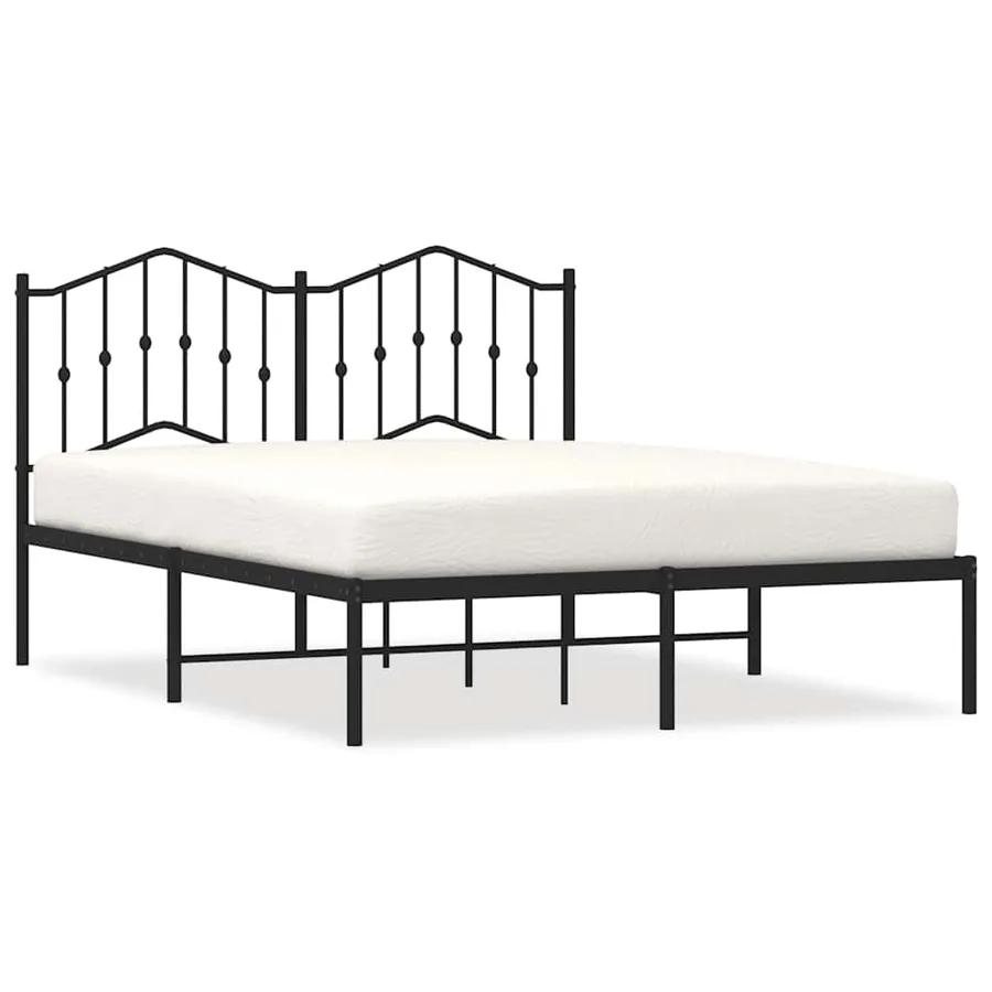 Cadre de lit métal sans matelas avec tête de lit noir 135x190cm - 2