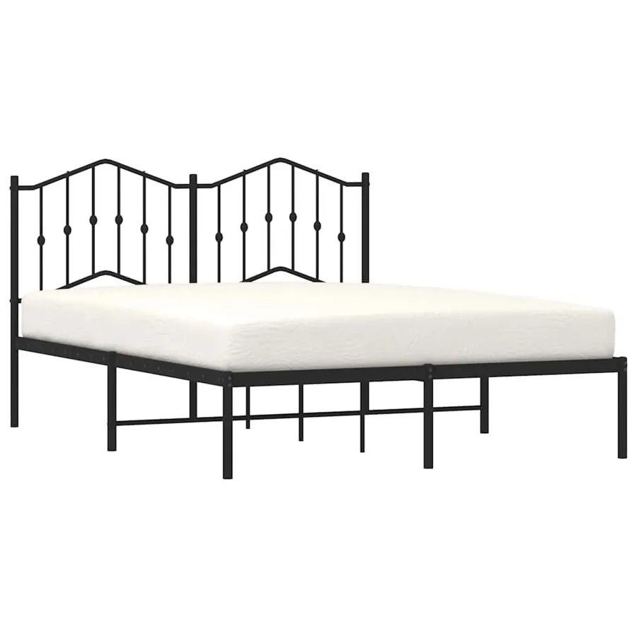 Cadre de lit métal sans matelas avec tête de lit noir 135x190cm - 4