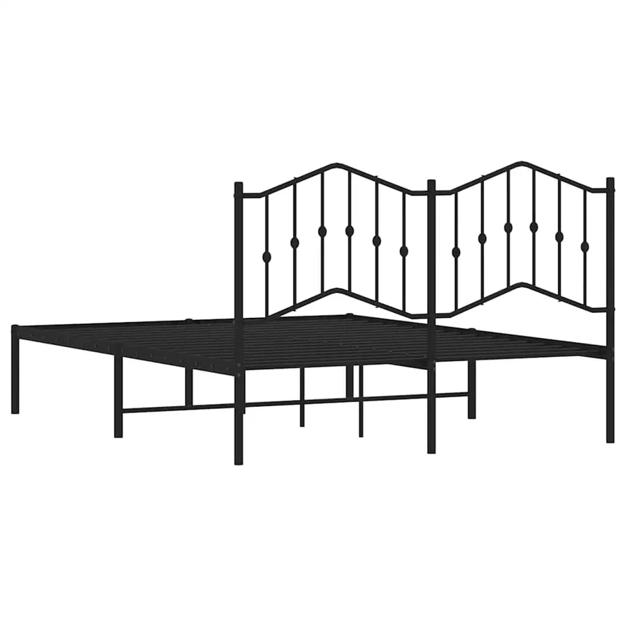 Cadre de lit métal sans matelas avec tête de lit noir 135x190cm - 8
