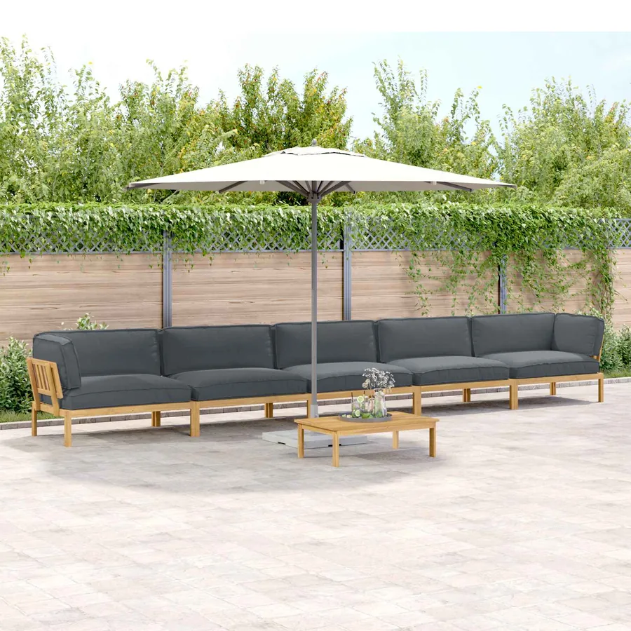 Ensemble de Canapés Uni 6 pcs Anthracite Bois d'Acacia Massif