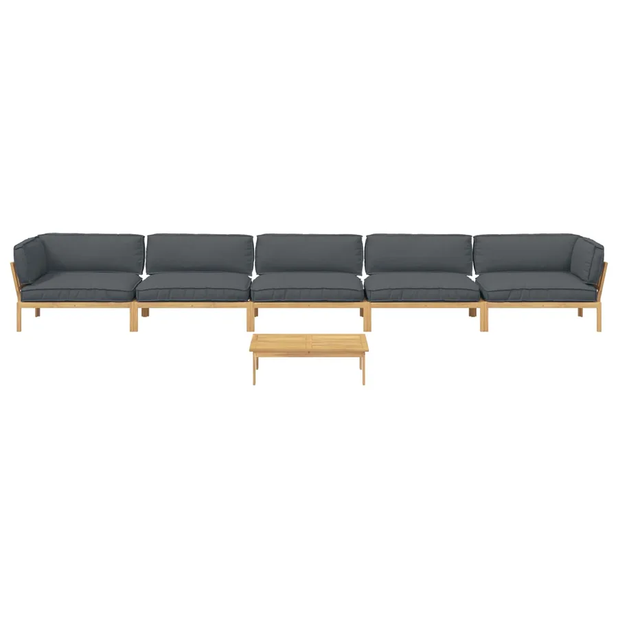 Ensemble de Canapés Uni 6 pcs Anthracite Bois d'Acacia Massif - 10