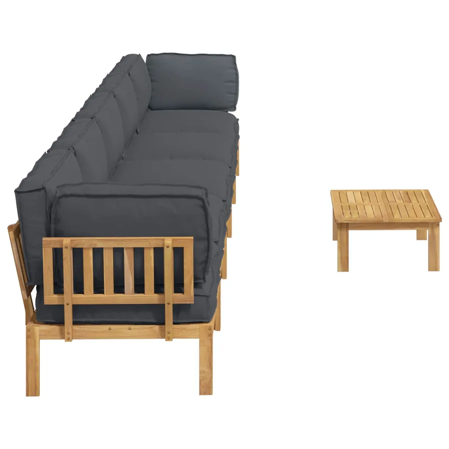 Ensemble de Canapés Uni 6 pcs Anthracite Bois d'Acacia Massif - 11