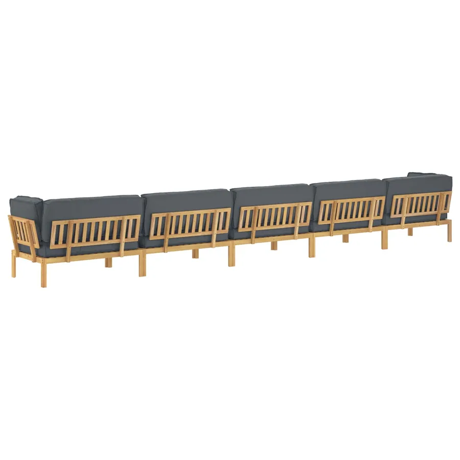 Ensemble de Canapés Uni 6 pcs Anthracite Bois d'Acacia Massif - 12