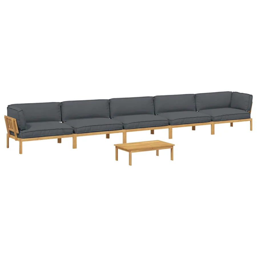 Ensemble de Canapés Uni 6 pcs Anthracite Bois d'Acacia Massif - 2