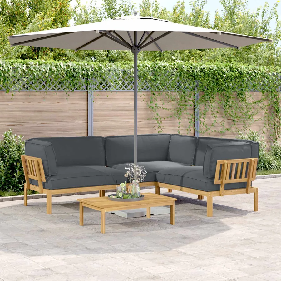 Ensemble de Canapés Uni 4 pcs Anthracite Bois d'Acacia Massif