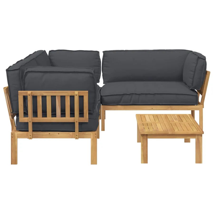 Ensemble de Canapés Uni 4 pcs Anthracite Bois d'Acacia Massif - 10