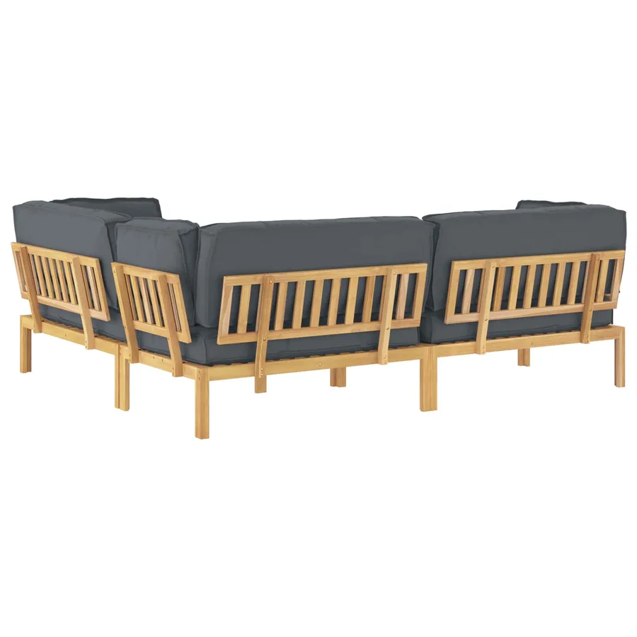 Ensemble de Canapés Uni 4 pcs Anthracite Bois d'Acacia Massif - 11